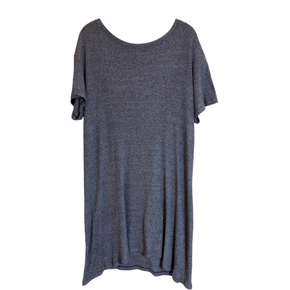 Enza Costa Womens Ribbed‎ Knit T-Shirt Dress Heather Grey Short Sleeve Size M